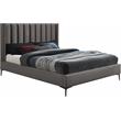 Bowery Hill Contemporary Deep Channel Tufted Grey Velvet Queen Bed