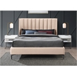 Bowery Hill Contemporary Deep Channel Tufted Pink Velvet Full Bed