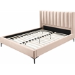 Bowery Hill Contemporary Deep Channel Tufted Pink Velvet Full Bed