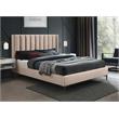 Bowery Hill Contemporary Deep Channel Tufted Pink Velvet Queen Bed