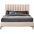 Bowery Hill Contemporary Deep Channel Tufted Pink Velvet Queen Bed