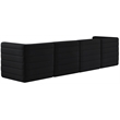 Bowery Hill Contemporary Deep Channel Tufted Soft Black Velvet Modular Sofa