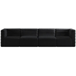 Bowery Hill Contemporary Deep Channel Tufted Soft Black Velvet Modular Sofa