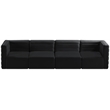 Bowery Hill Contemporary Deep Channel Tufted Soft Black Velvet Modular Sofa