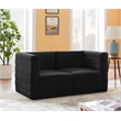 Bowery Hill Contemporary Deep Channel Tufted Soft Black Velvet Modular Sofa