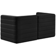 Bowery Hill Contemporary Deep Channel Tufted Soft Black Velvet Modular Sofa