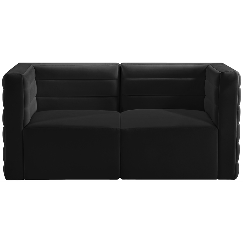 Bowery Hill Contemporary Deep Channel Tufted Soft Black Velvet Modular Sofa
