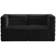 Bowery Hill Contemporary Deep Channel Tufted Soft Black Velvet Modular Sofa