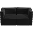 Bowery Hill Contemporary Deep Channel Tufted Soft Black Velvet Modular Sofa