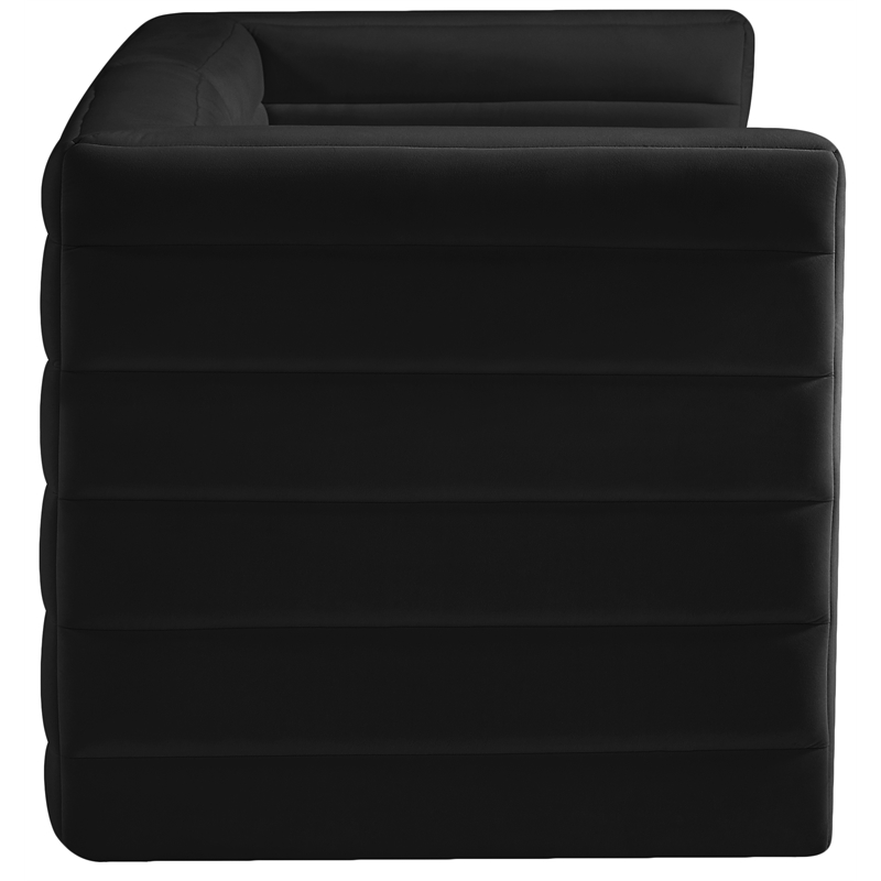 Bowery Hill Contemporary Deep Channel Tufted Soft Black Velvet Modular Sofa