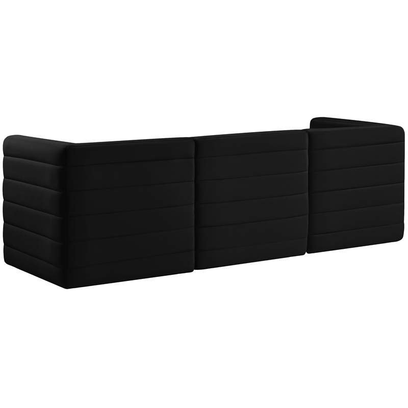 Bowery Hill Contemporary Deep Channel Tufted Soft Black Velvet Modular Sofa