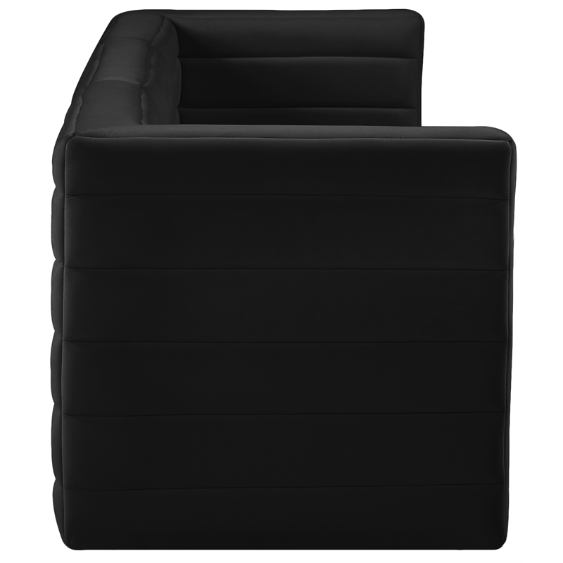 Bowery Hill Contemporary Deep Channel Tufted Soft Black Velvet Modular Sofa