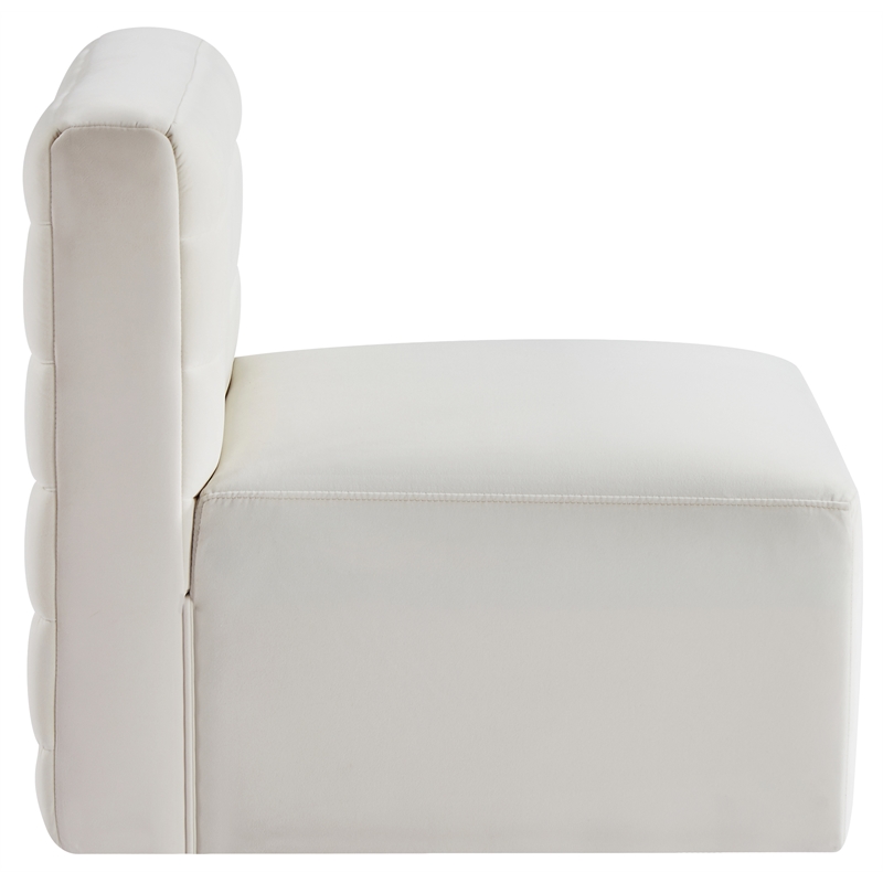 Bowery Hill Contemporary Soft Cream Velvet Modular Armless Chair