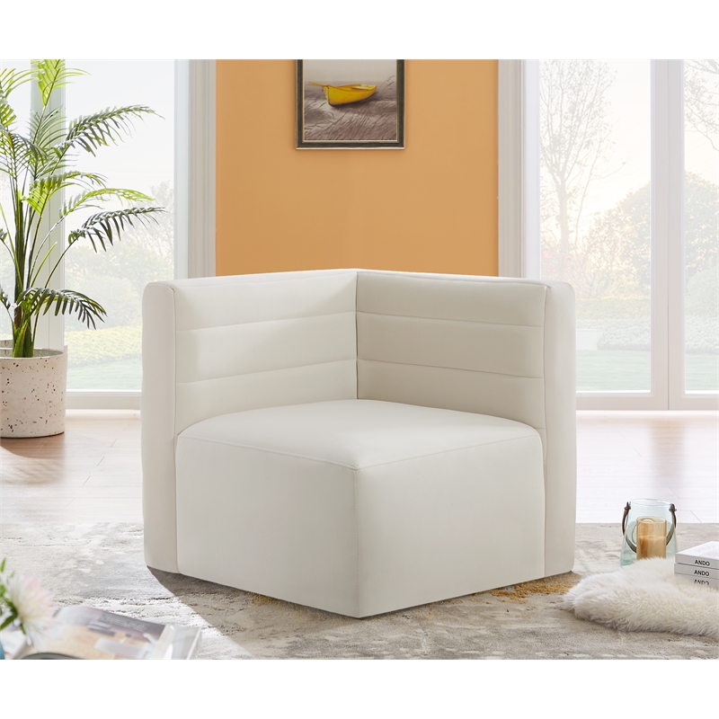 Bowery Hill Contemporary Soft Cream Velvet Modular Corner Chair