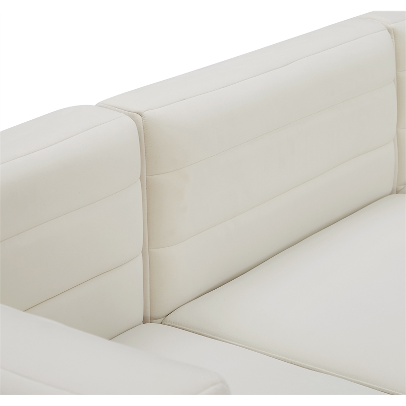 Bowery Hill Contemporary Soft Cream Velvet Modular Corner Chair
