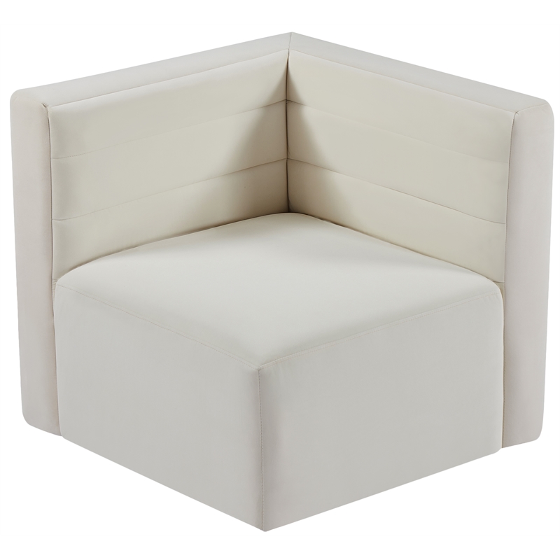 Bowery Hill Contemporary Soft Cream Velvet Modular Corner Chair