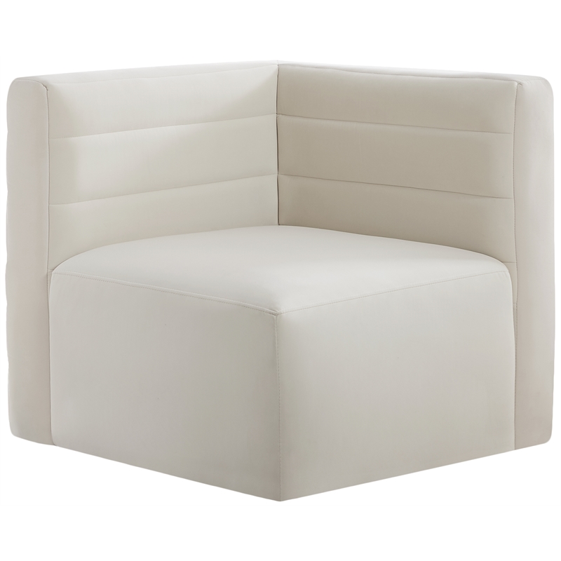 Bowery Hill Contemporary Soft Cream Velvet Modular Corner Chair