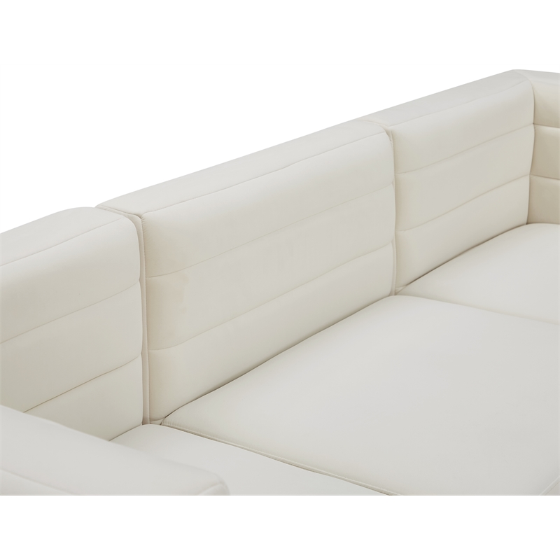 Bowery Hill Contemporary Deep Channel Tufted Soft Cream Velvet Modular Sofa