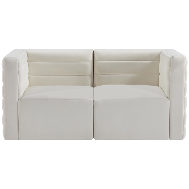 Bowery Hill Contemporary Deep Channel Tufted Soft Cream Velvet Modular Sofa
