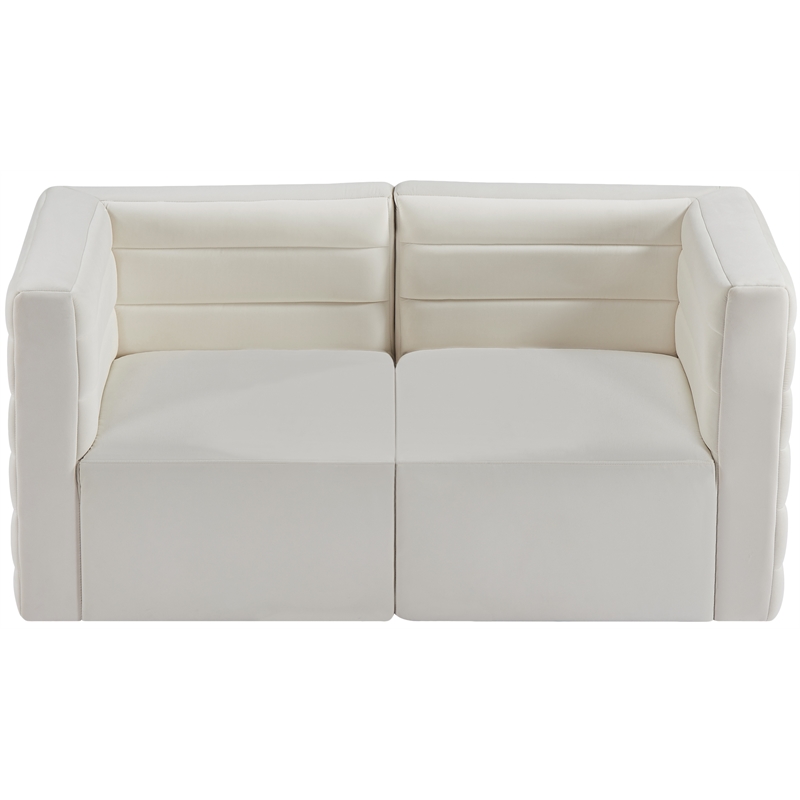 Bowery Hill Contemporary Deep Channel Tufted Soft Cream Velvet Modular Sofa