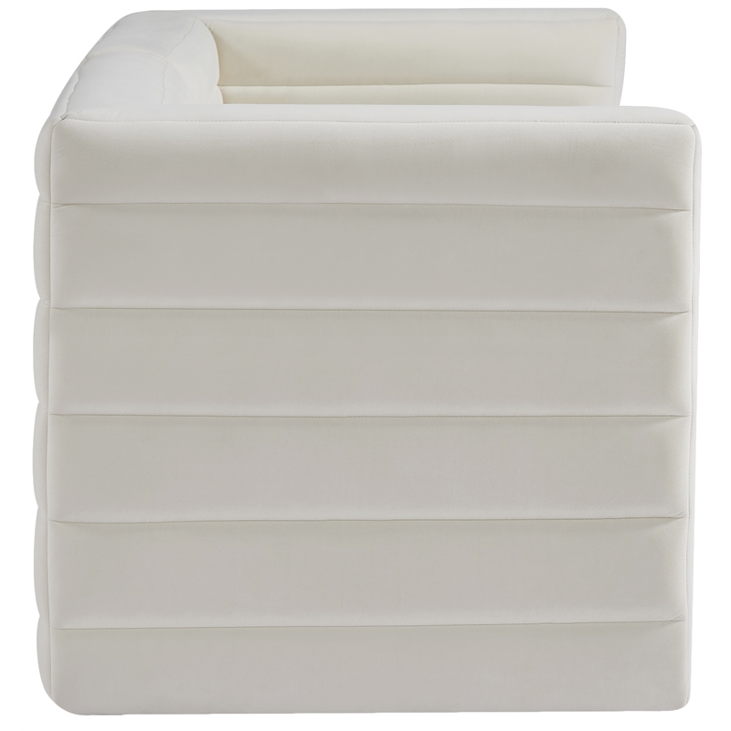 Bowery Hill Contemporary Deep Channel Tufted Soft Cream Velvet Modular Sofa