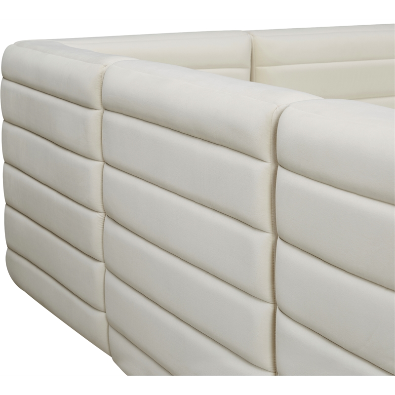 Bowery Hill Contemporary Deep Channel Tufted Soft Cream Velvet Modular Sofa