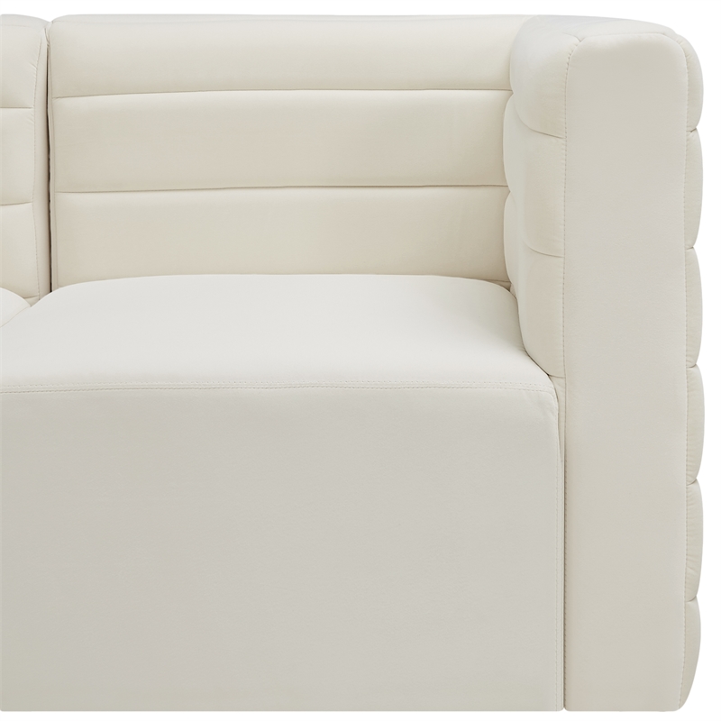 Bowery Hill Contemporary Deep Channel Tufted Soft Cream Velvet Modular Sofa