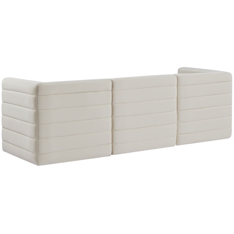 Bowery Hill Contemporary Deep Channel Tufted Soft Cream Velvet Modular Sofa