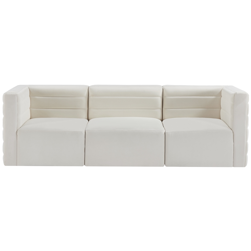 Bowery Hill Contemporary Deep Channel Tufted Soft Cream Velvet Modular Sofa