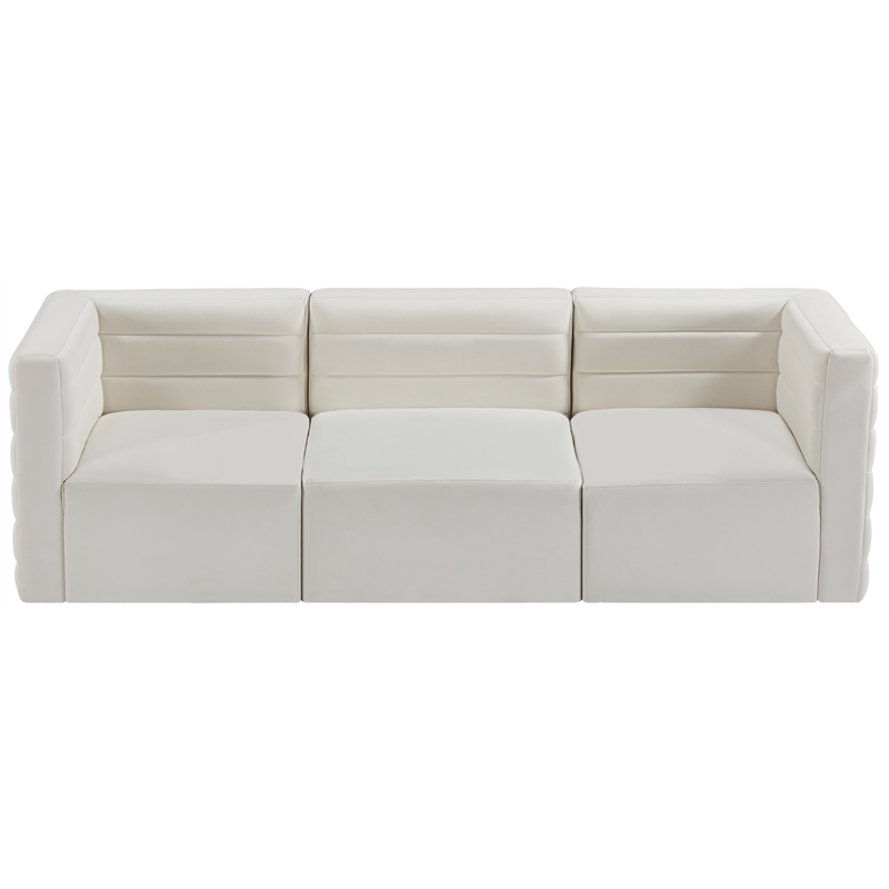 Bowery Hill Contemporary Deep Channel Tufted Soft Cream Velvet Modular Sofa