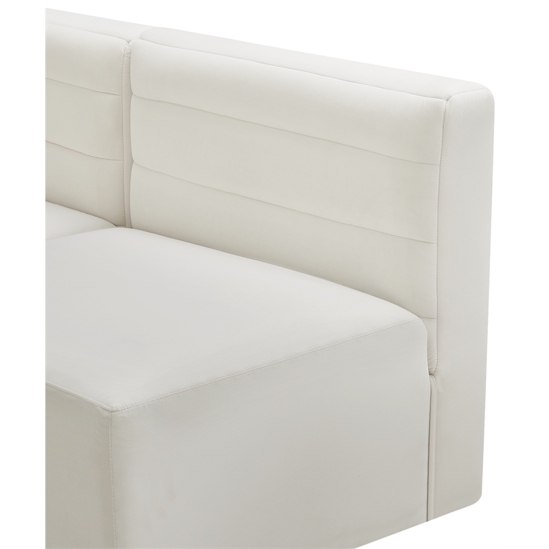 Bowery Hill Contemporary Deep Channel Tufted Soft Cream Velvet Modular Sofa