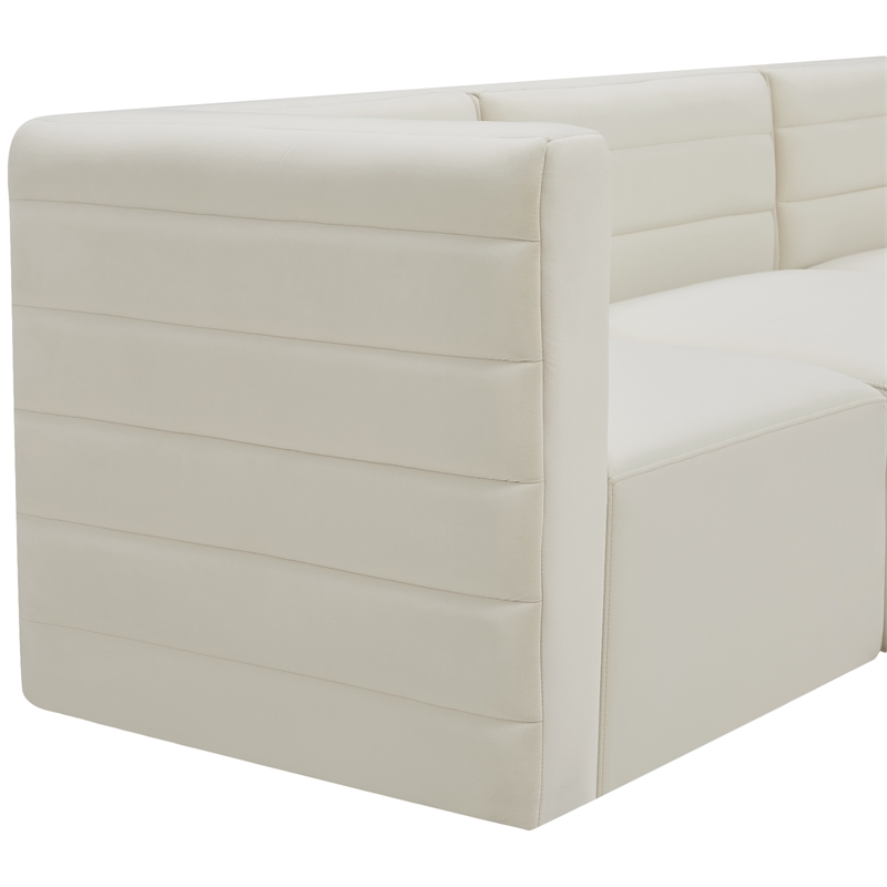 Bowery Hill Contemporary Deep Channel Tufted Soft Cream Velvet Modular Sofa