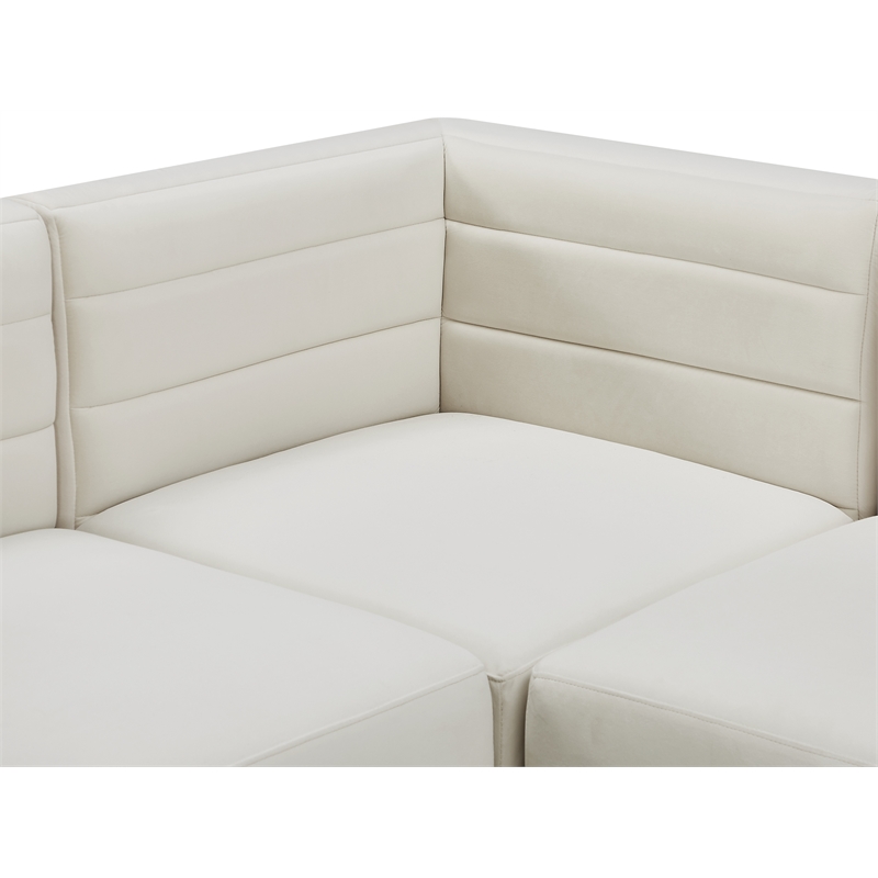 Bowery Hill Contemporary Deep Channel Tufted Soft Cream Velvet Modular Sofa