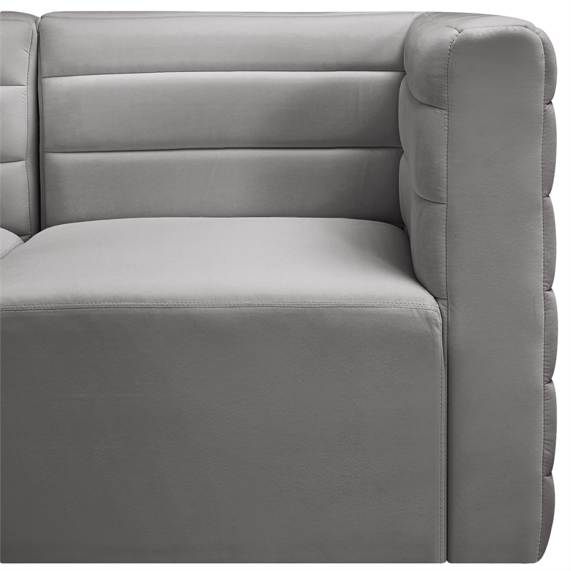 Bowery Hill Contemporary Deep Channel Tufted Soft Grey Velvet Modular Sofa