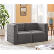 Bowery Hill Contemporary Deep Channel Tufted Soft Grey Velvet Modular Sofa
