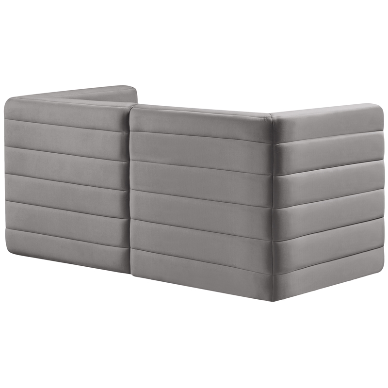 Bowery Hill Contemporary Deep Channel Tufted Soft Grey Velvet Modular Sofa