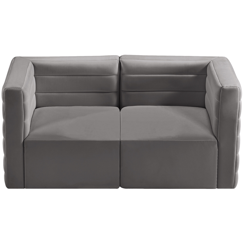 Bowery Hill Contemporary Deep Channel Tufted Soft Grey Velvet Modular Sofa