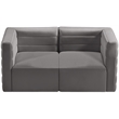 Bowery Hill Contemporary Deep Channel Tufted Soft Grey Velvet Modular Sofa
