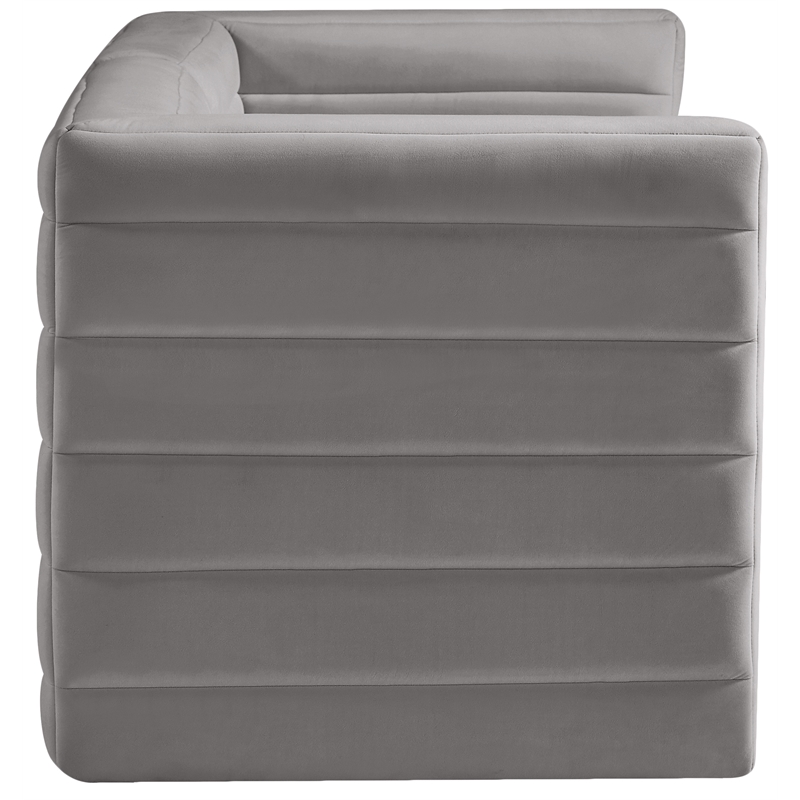 Bowery Hill Contemporary Deep Channel Tufted Soft Grey Velvet Modular Sofa