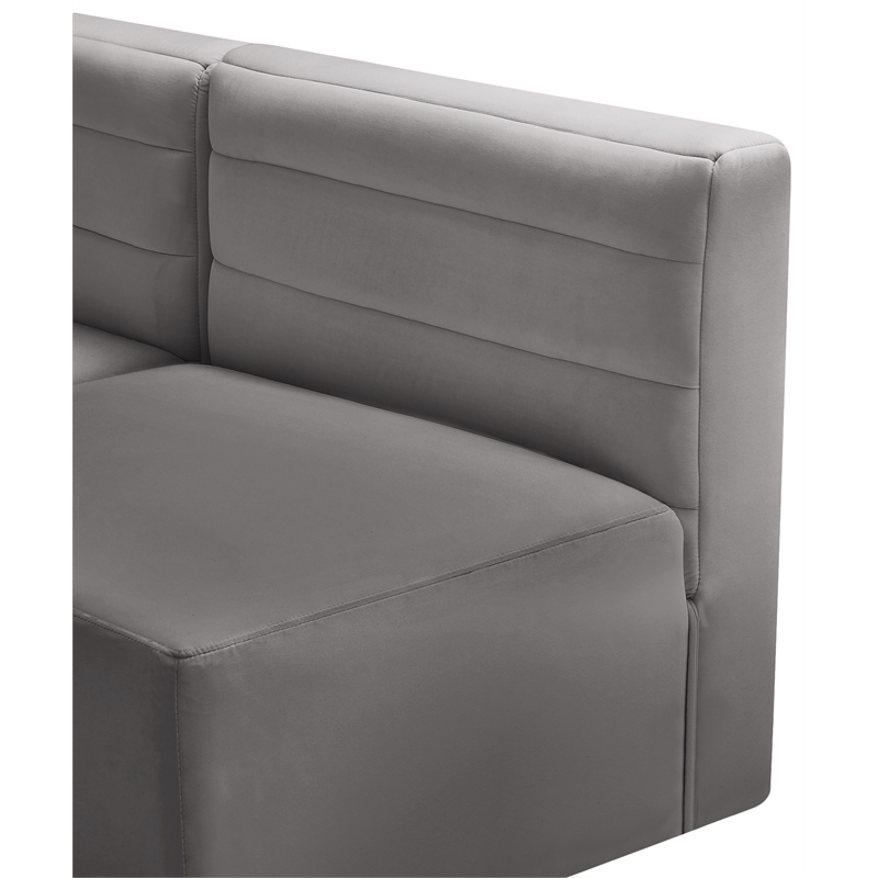 Bowery Hill Contemporary Deep Channel Tufted Soft Grey Velvet Modular Sofa