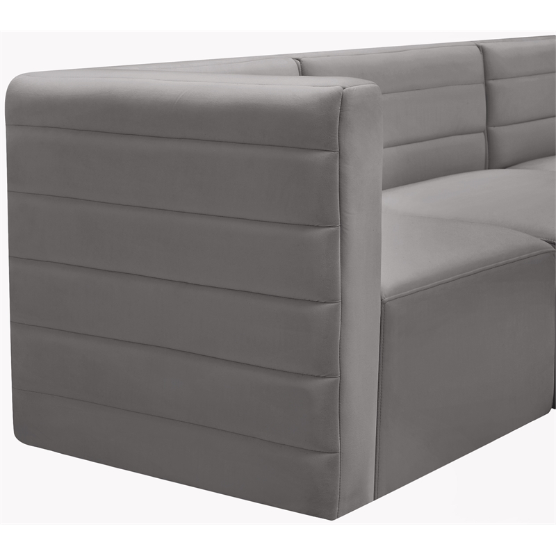 Bowery Hill Contemporary Deep Channel Tufted Soft Grey Velvet Modular Sofa
