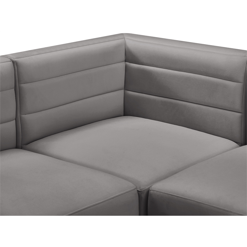 Bowery Hill Contemporary Deep Channel Tufted Soft Grey Velvet Modular Sofa