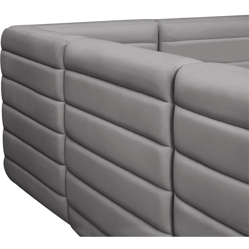 Bowery Hill Contemporary Deep Channel Tufted Soft Grey Velvet Modular Sofa