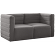 Bowery Hill Contemporary Deep Channel Tufted Soft Grey Velvet Modular Sofa