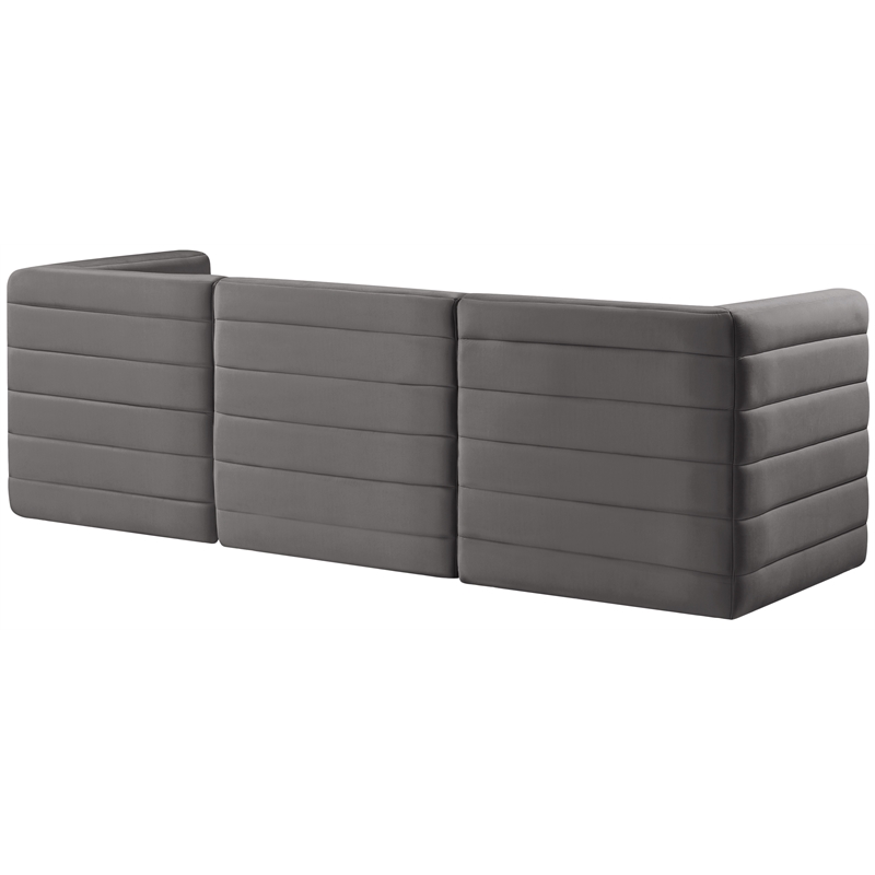 Bowery Hill Contemporary Deep Channel Tufted Soft Grey Velvet Modular Sofa