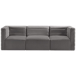 Bowery Hill Contemporary Deep Channel Tufted Soft Grey Velvet Modular Sofa