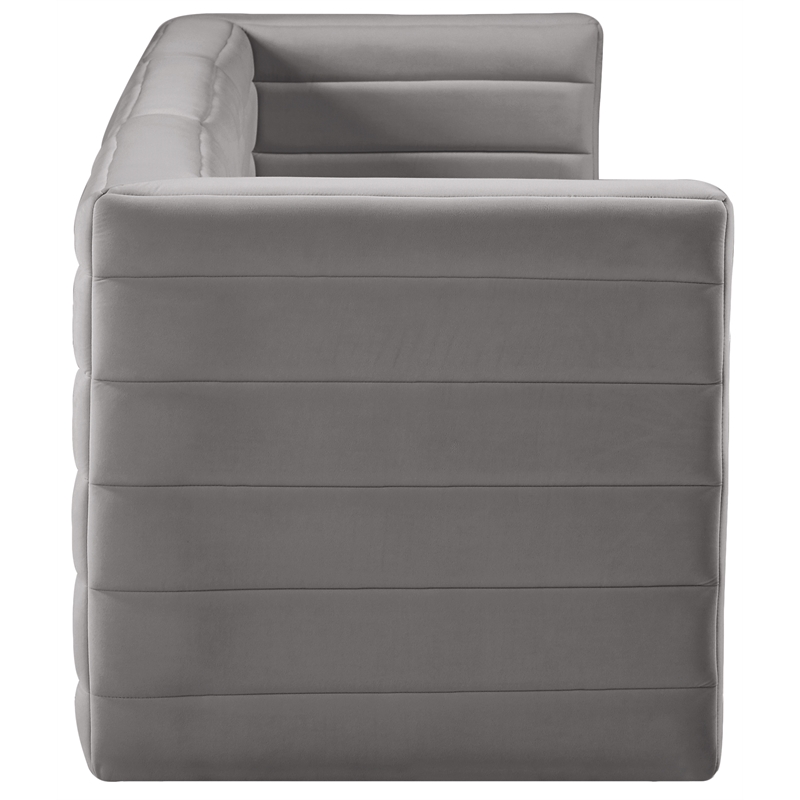 Bowery Hill Contemporary Deep Channel Tufted Soft Grey Velvet Modular Sofa
