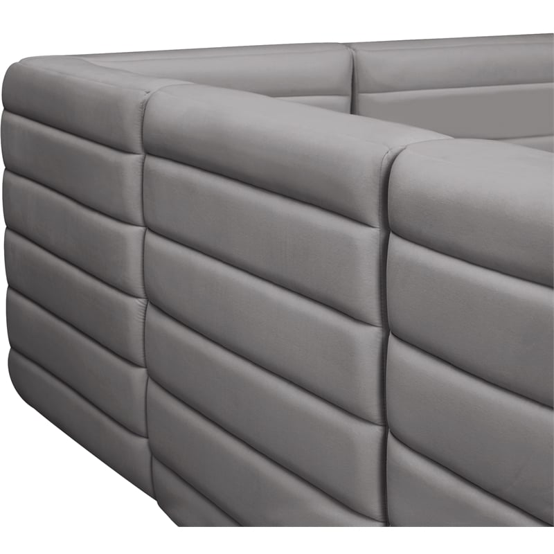 Bowery Hill Contemporary Deep Channel Tufted Soft Grey Velvet Modular Sofa