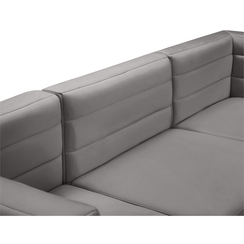 Bowery Hill Contemporary Deep Channel Tufted Soft Grey Velvet Modular Sofa