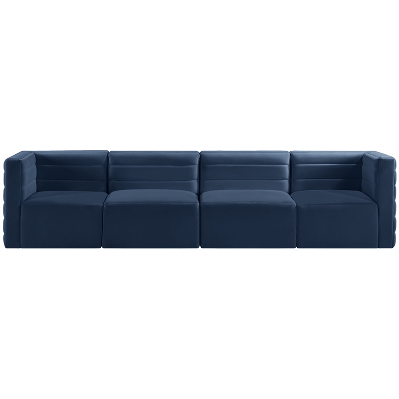 Bowery Hill Contemporary Deep Channel Tufted Soft Navy Velvet Modular Sofa